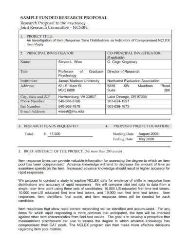 funded psychology research proposal