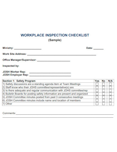 general workplace safety inspection checklist