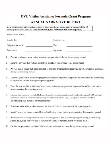 grant program annual narrative report