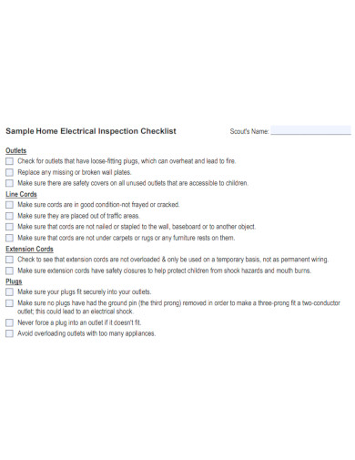 home electrical inspection checklist