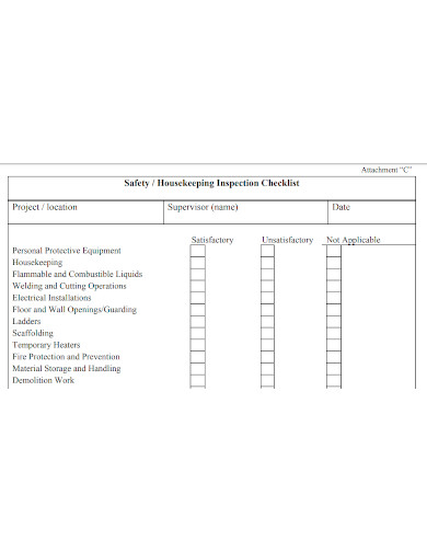 housekeeping safety inspection checklist