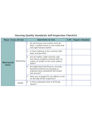 housing quality standards self inspection checklist