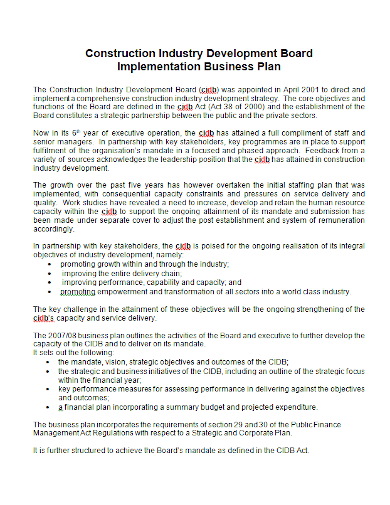 industry implementation business plan
