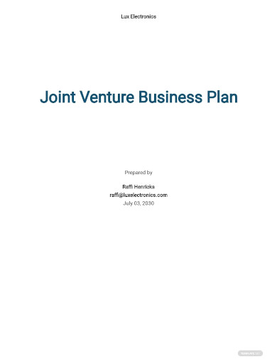 joint venture business plan sample