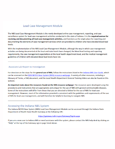 lead case management lab report