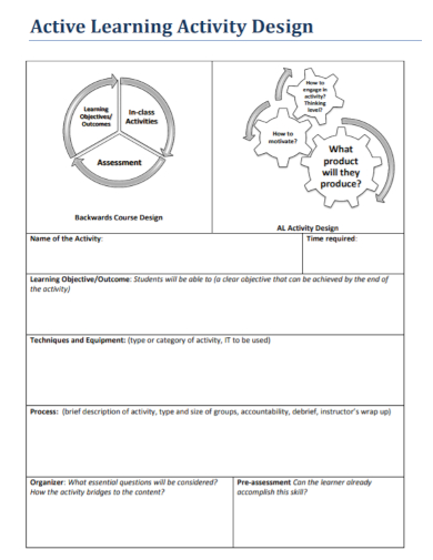 learning activity design sheet