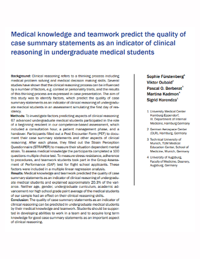 medical knowledge case summary