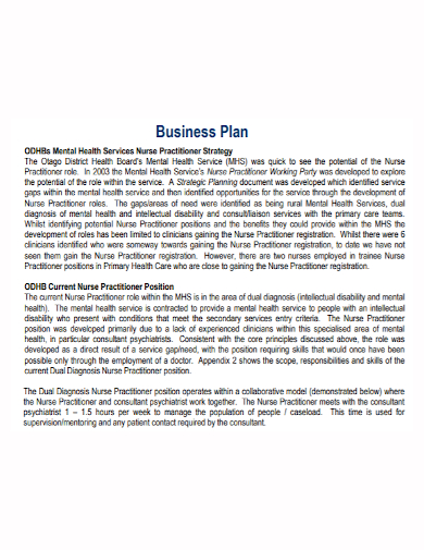 mental health services business plan