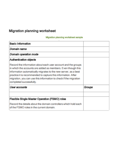 migration planning worksheet