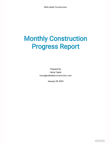 monthly construction progress report template