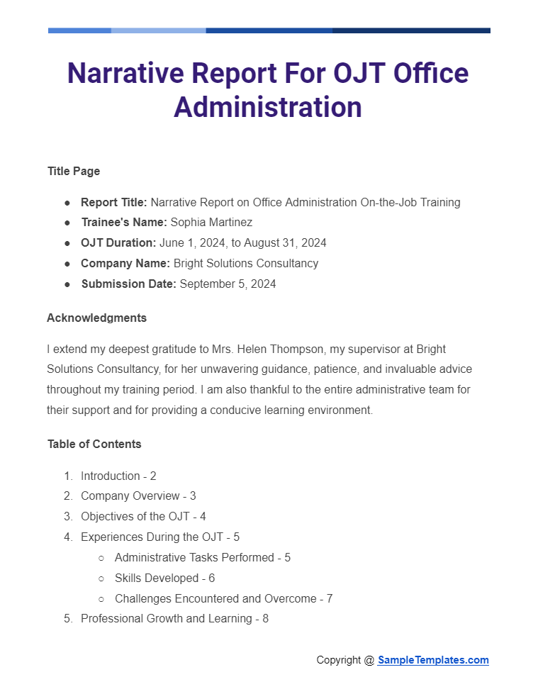narrative report for ojt office administration