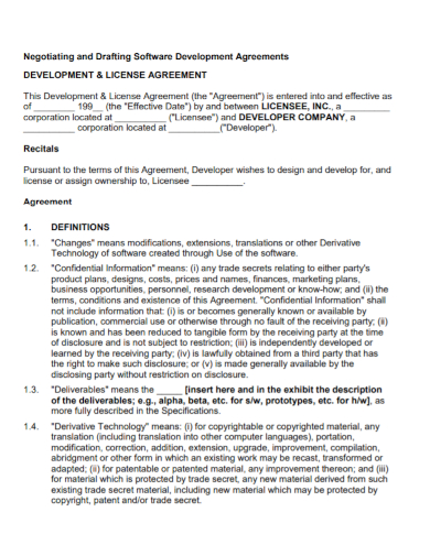 negotiating software development license agreement