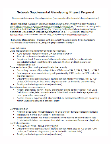 network supplemental genotyping project proposal