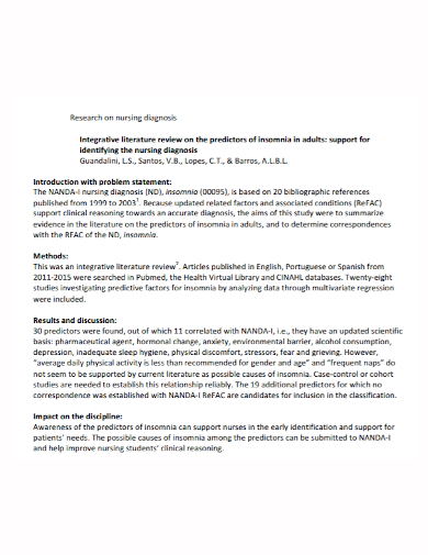 nursing diagnosis problem statement