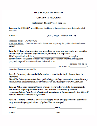 nursing program thesis project proposal