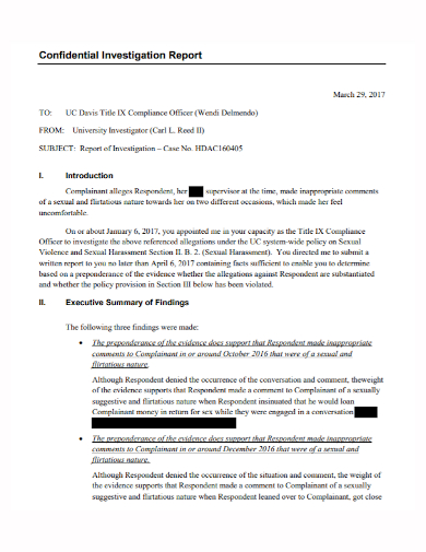 officer confidential investigation report