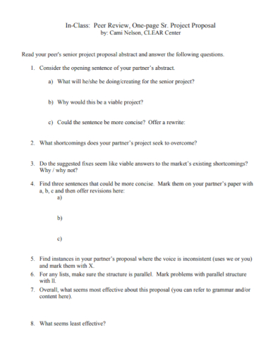 one page peer review project proposal