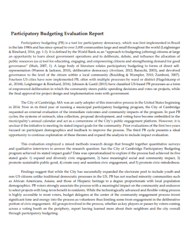 participatory budget evaluation report