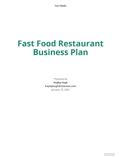 printable fast food restaurant business plan