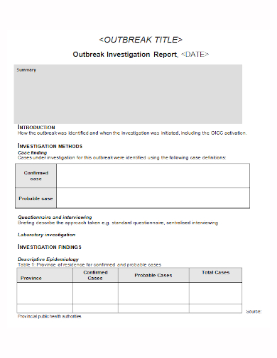 printable outbreak investigation report
