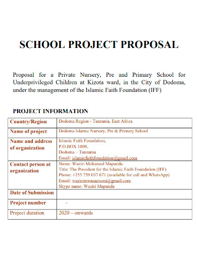 FREE 16 School Project Proposal Samples Driving High Primary 