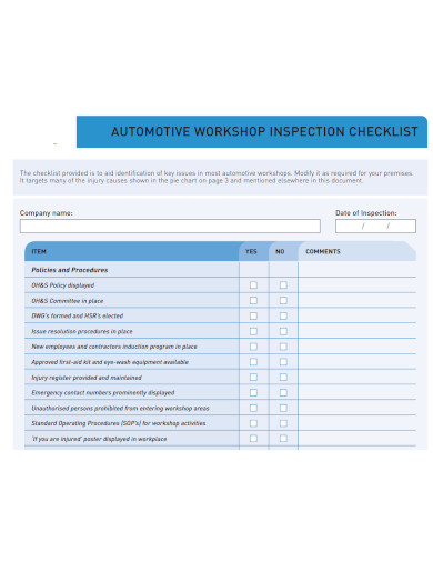 printable workshop inspection checklist