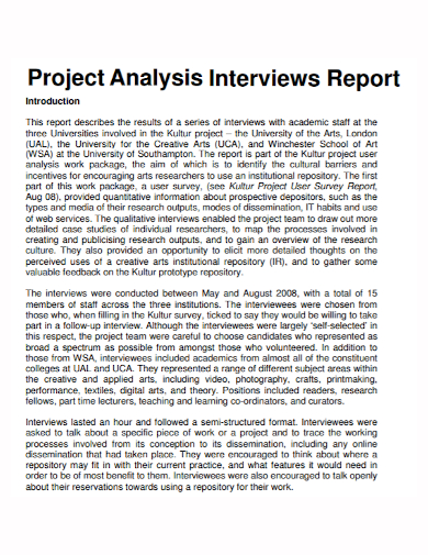 project interview analysis report