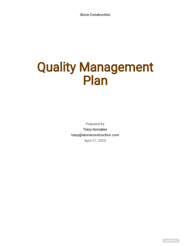 project quality management plan template