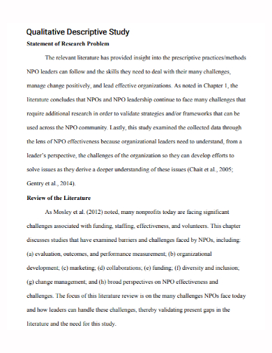 FREE 3 Qualitative Research Statement Samples Purpose Problem 