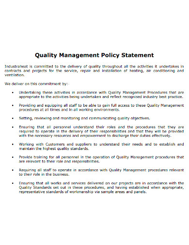 quality management policy statement