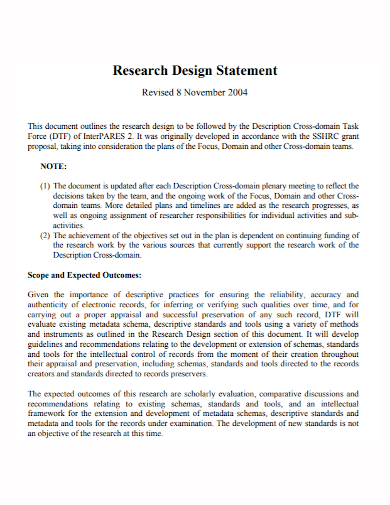 research design statement