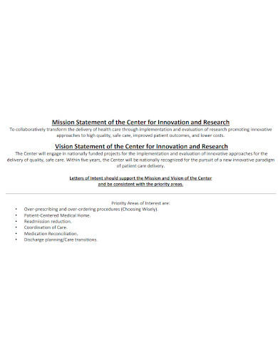 research mission statement format