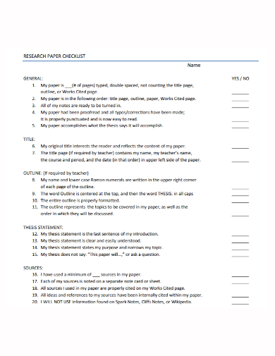 research paper checklist