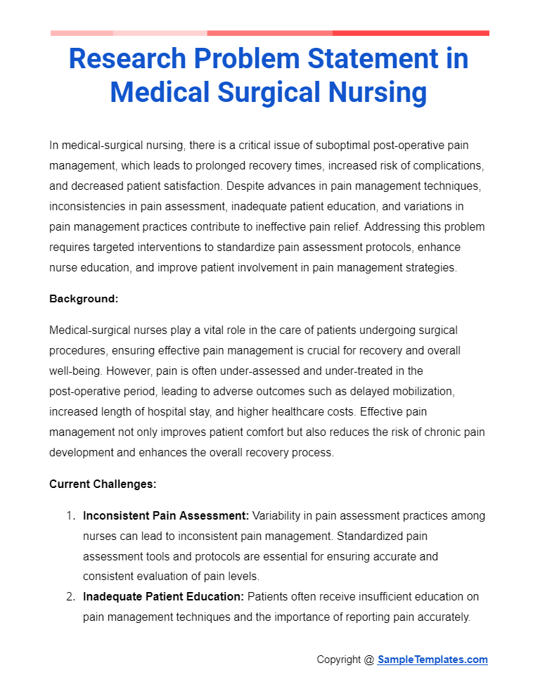 research problem statement in medical surgical nursing