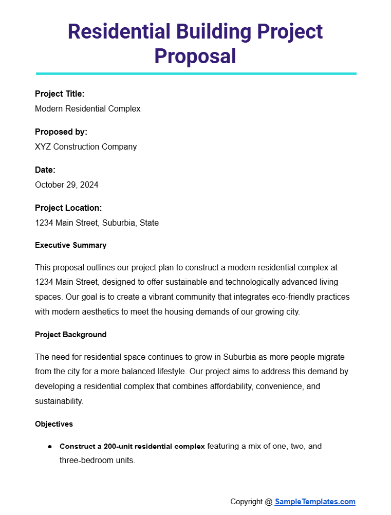 residential building project proposal