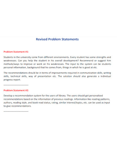 revised problem statement format