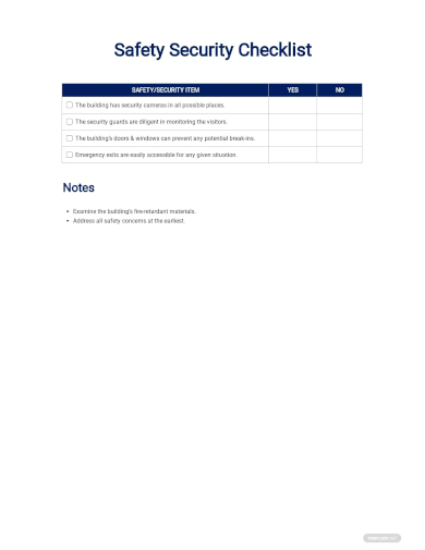 safety security checklist template