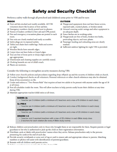 safety and security checklist