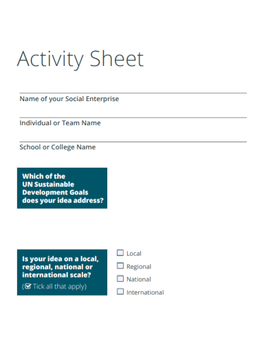 sample college activity sheet