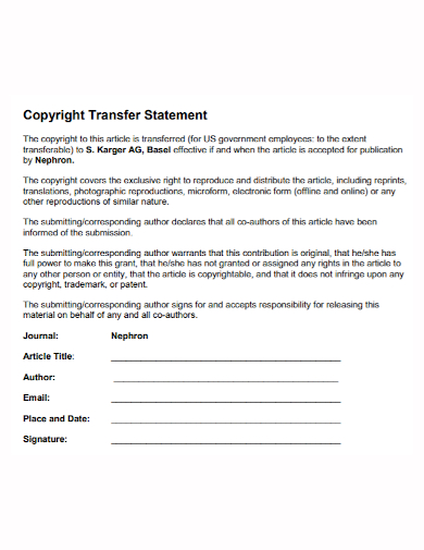 sample copyright transfer statement