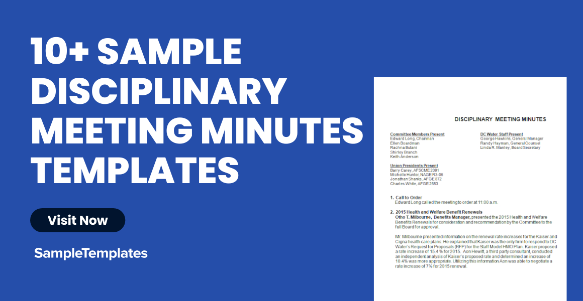 Sample Disciplinary Meeting Minutes Templates