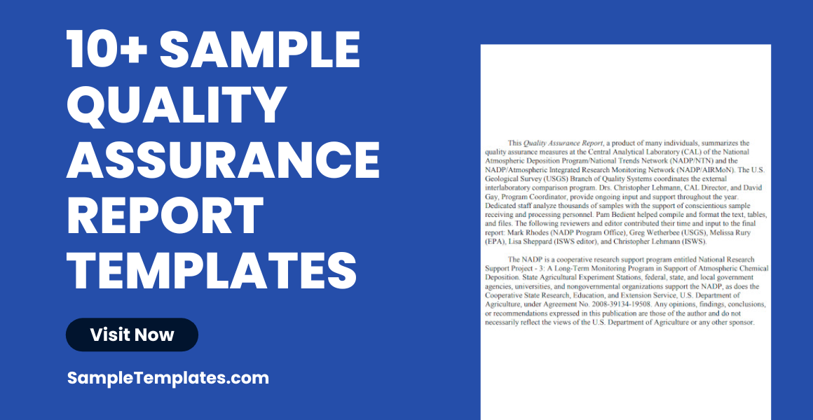 Sample Quality Assurance Report Templates
