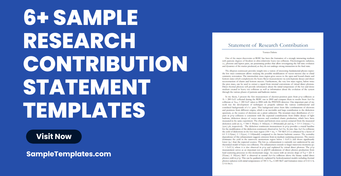 sample research contribution statement template