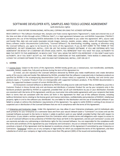 sample software development and license agreement