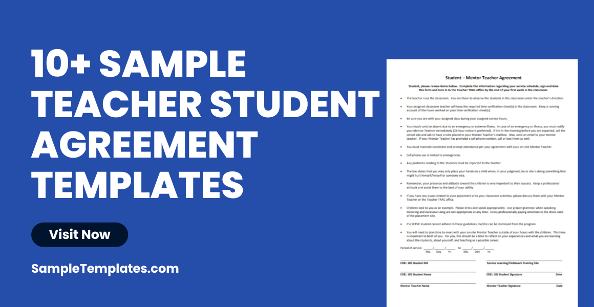 sample teacher student agreement templates