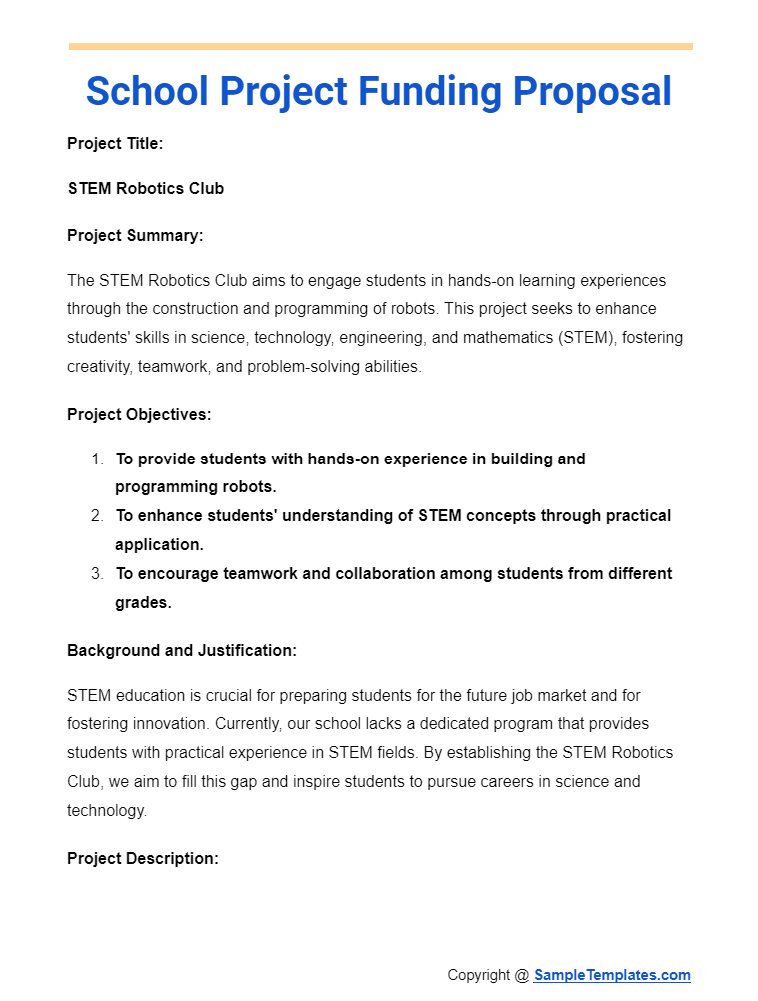 school project funding proposal