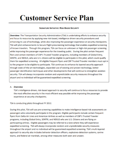 security customer service plan