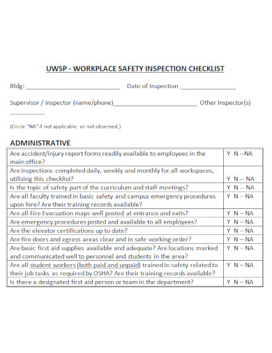 simple workplace safety inspection checklist