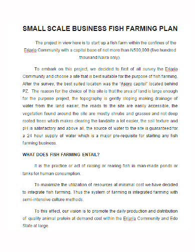 small scale farm business plan