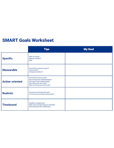 smart goals worksheet format